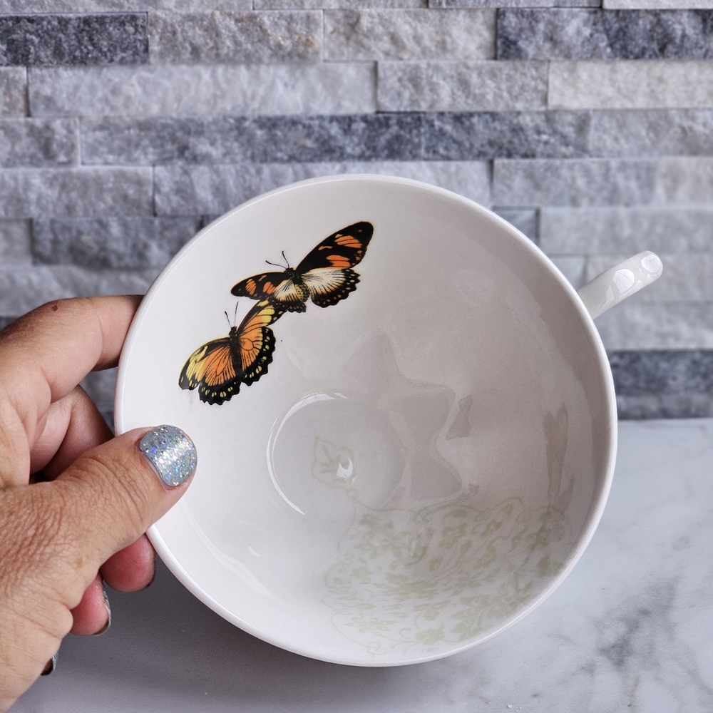 Anthropologie Butterfly Teacup Set with Red Polka Dots - Set Of Two. - Picture 5 of 10